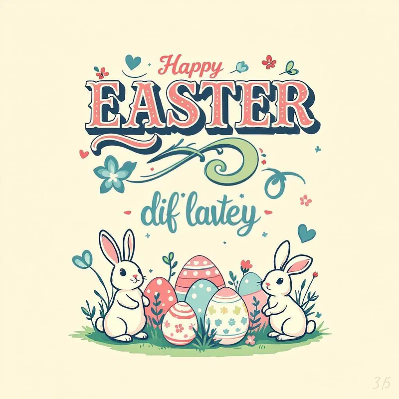 Retro Easter postcard design