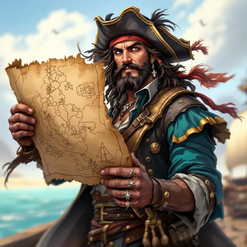 Anime pirate with a treasure map