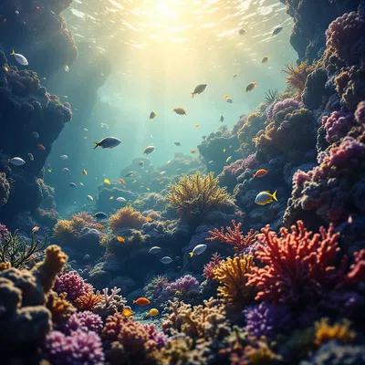 3D rendering of underwater coral reef