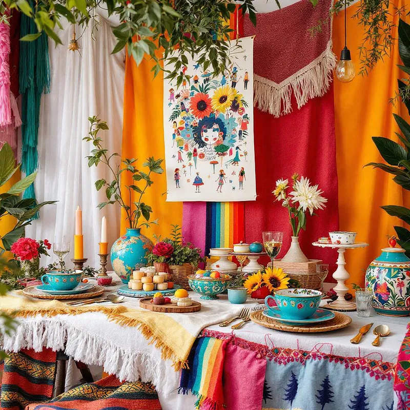 AI-designed colorful bohemian wedding