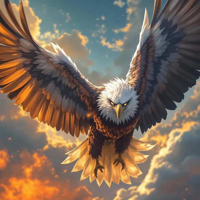 Fierce eagle soaring the sky