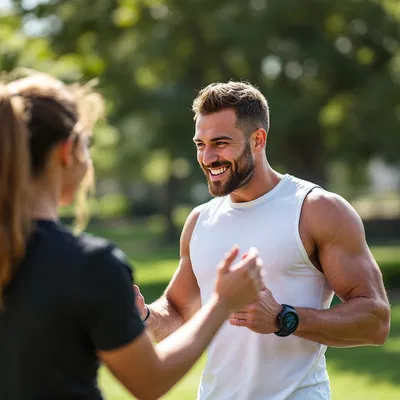 Image of a personal trainer with a client