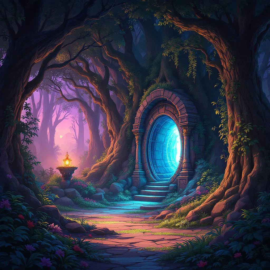 Mystical portal in an enchanted forest