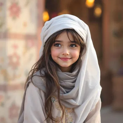 Young Middle Eastern girl in a traditional attire