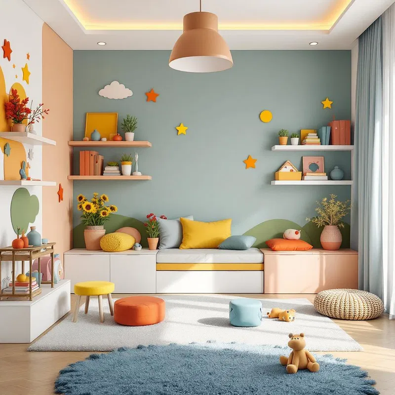 AI-designed children's room with playful elements.