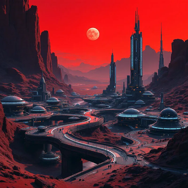 Futuristic buildings on Mars