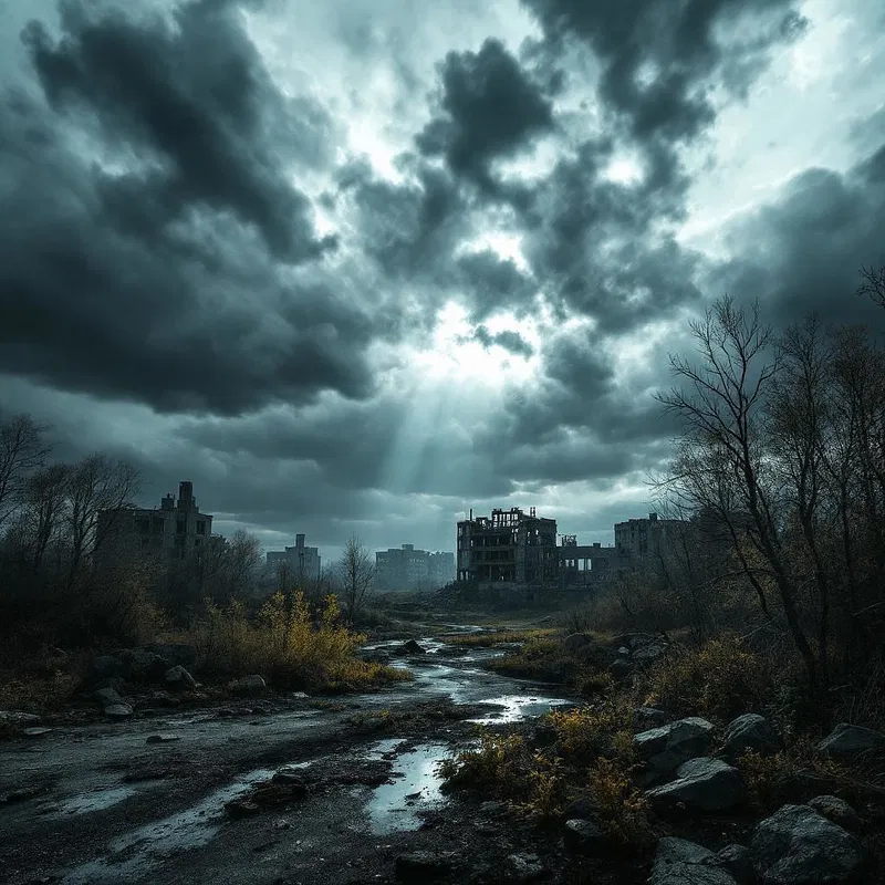 Chernobyl landscape with moody skies