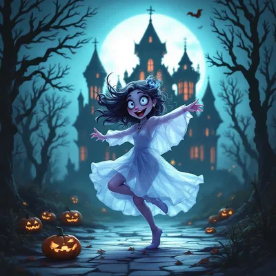 A playful ghost in a haunted mansion