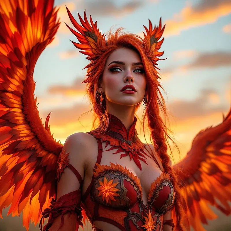 Astounding phoenix-themed cosplay costume