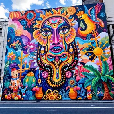 AI-designed mural with cultural themes