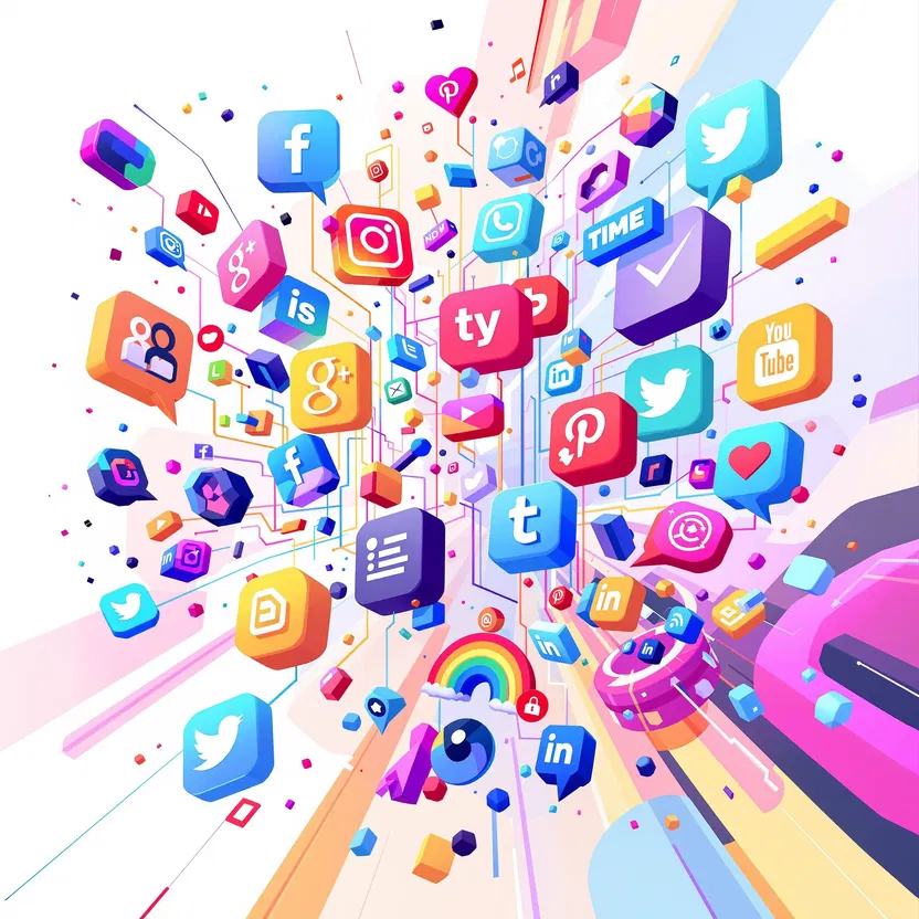 Dynamic illustration of social media hooks concept for virality