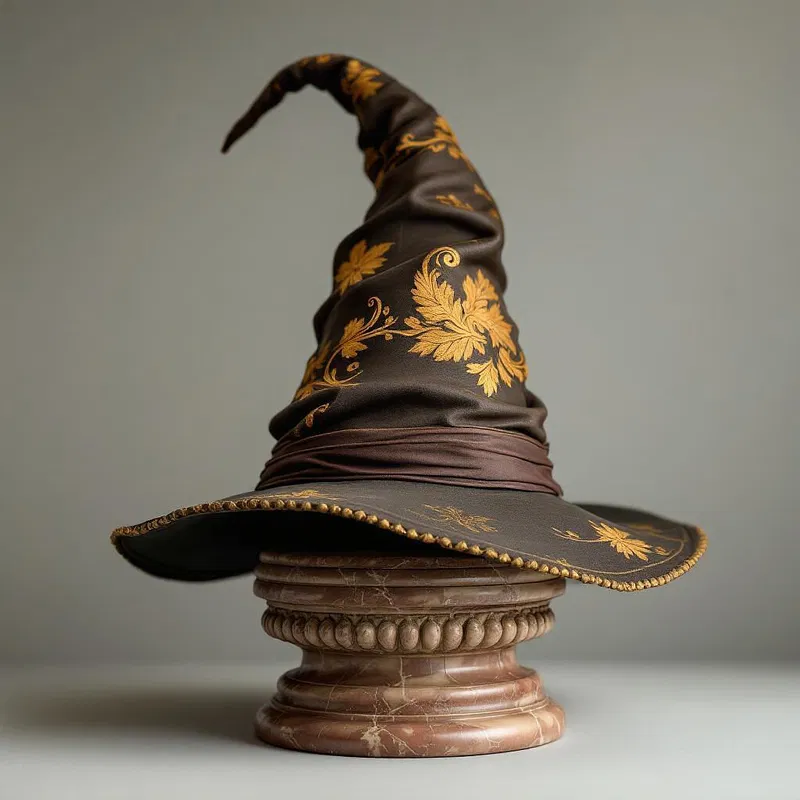 Wizard hat on a marble pedestal