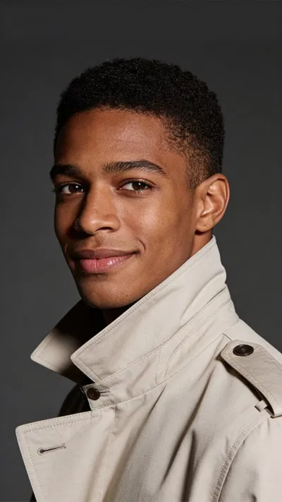 Black man close-up headshot with beauty lighting editorial style