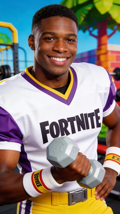Black man in retro athlete cosplay, bright studio half-body portrait