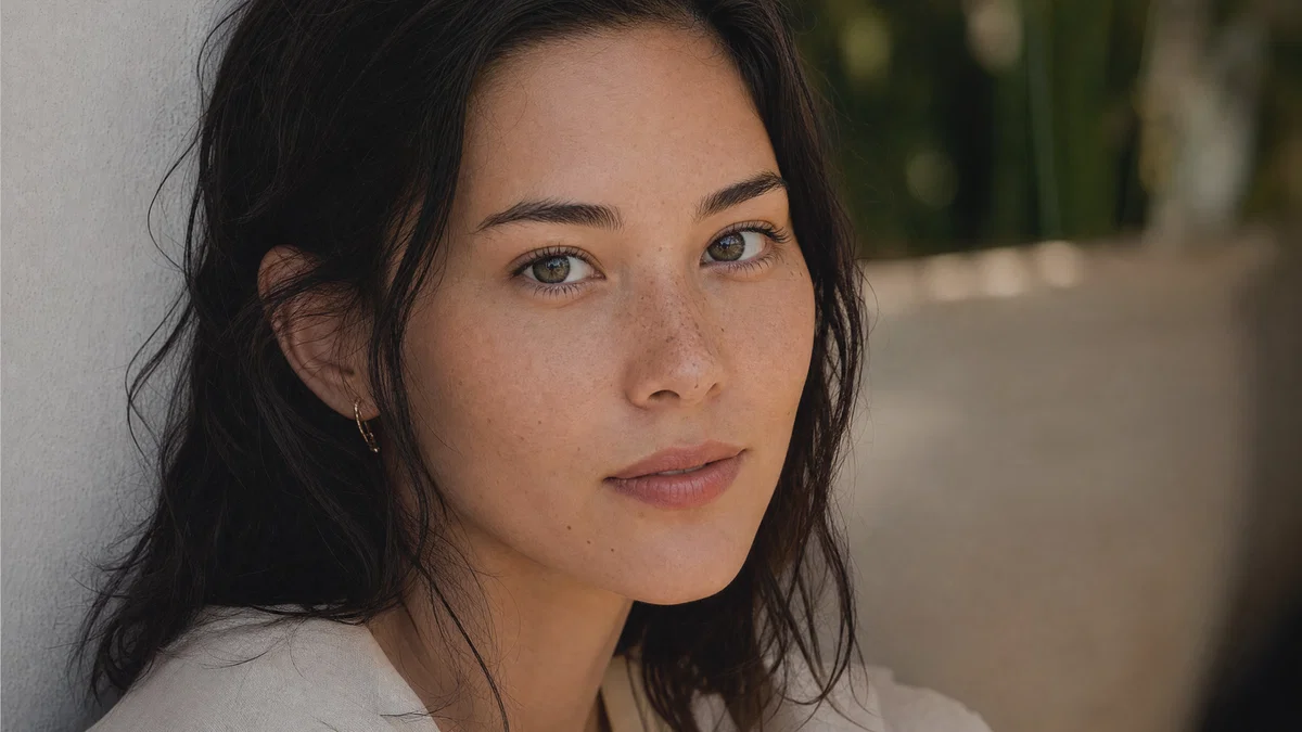 Close-up realistic portrait with soft daylight and shallow depth of field.