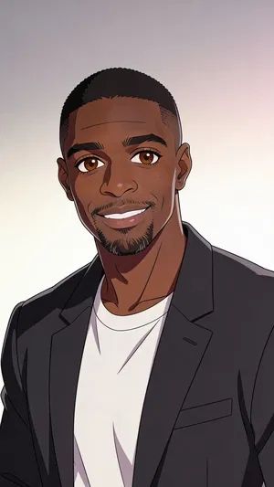 Consistent character anime headshot on a clean studio backdrop