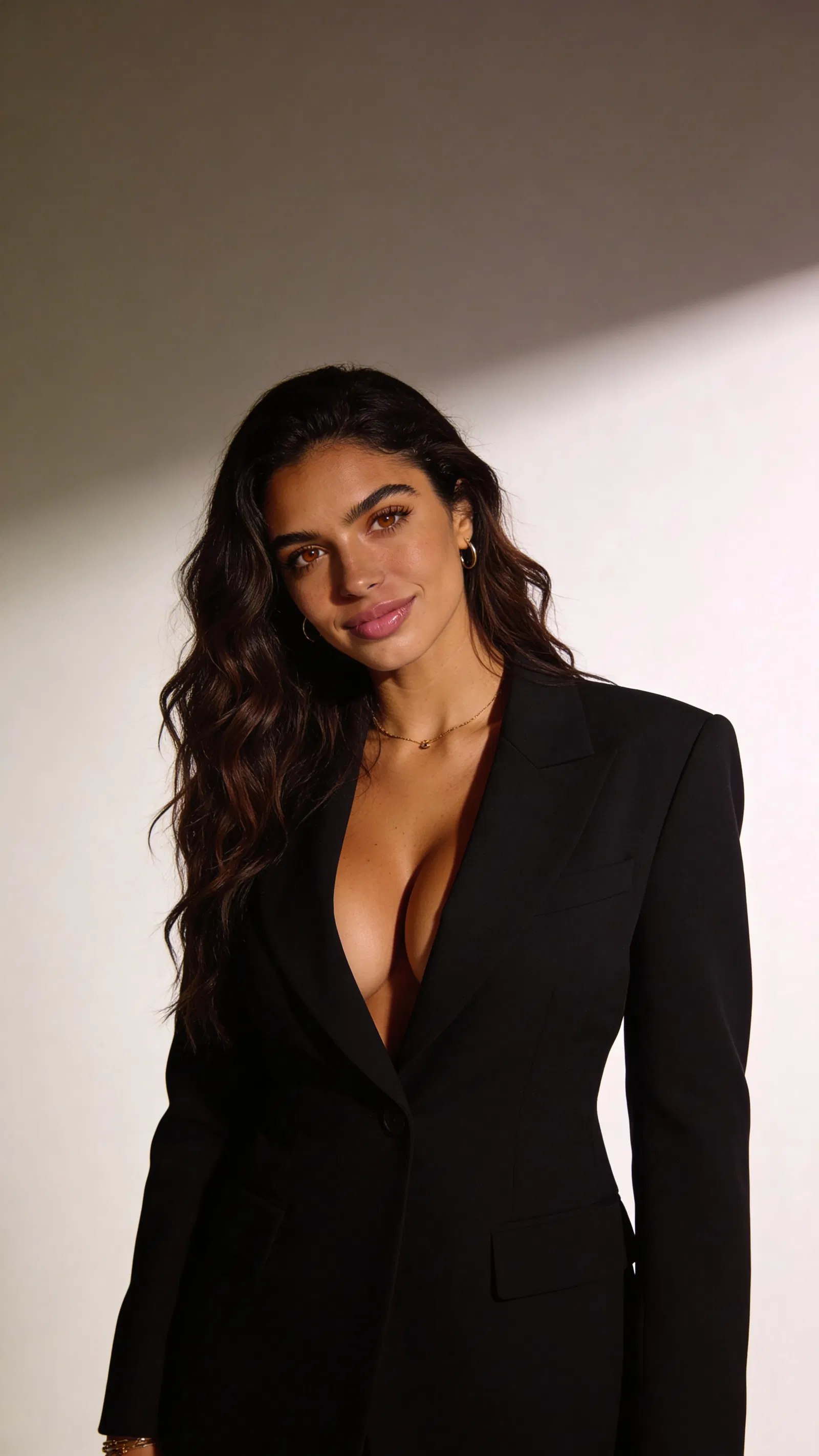 Consistent character in dramatic studio headshot for editorial set