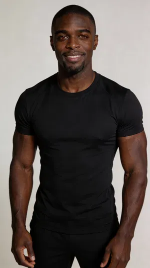 Consistent character studio headshot for fitness profile photos