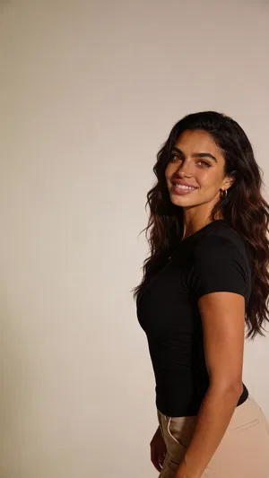 Consistent character studio headshot for fitness profile photos