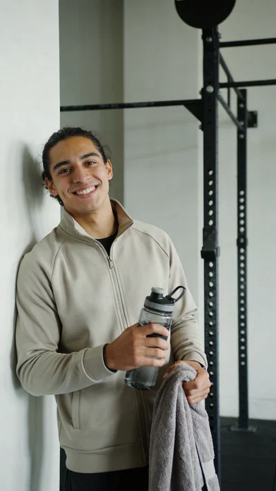 Hispanic man fitness lifestyle half-body portrait for personal branding photos