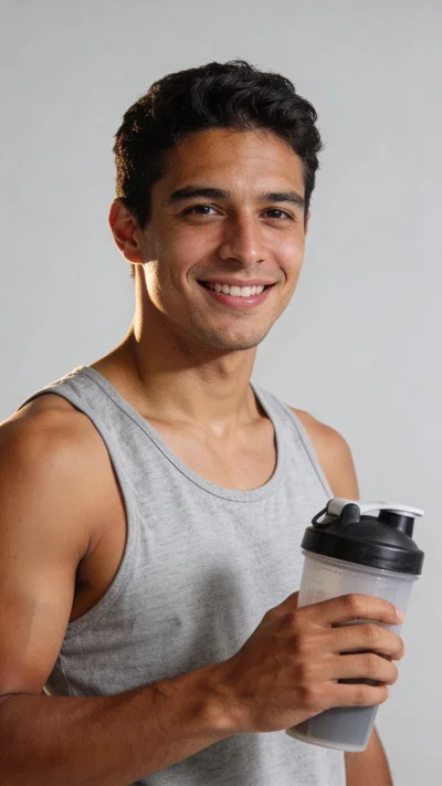 Latino man studio shaker portrait for fitness profile photos