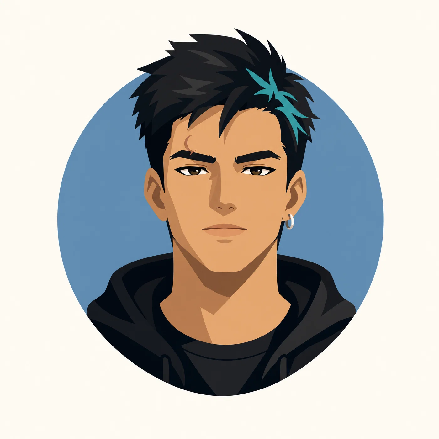 Minimalist vector profile picture with flat colors and a simple circular backdrop.