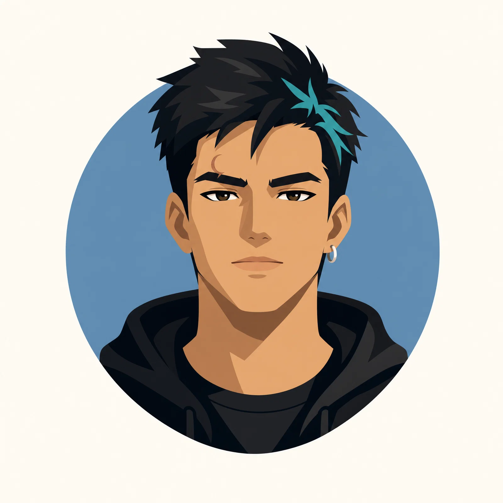 Minimalist vector profile picture with flat colors and a simple circular backdrop.