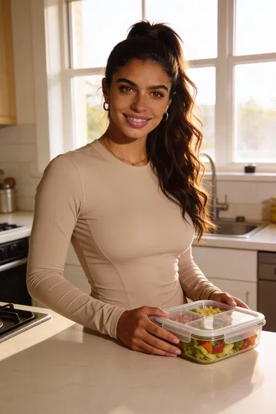 Same athlete meal-prep lifestyle portrait