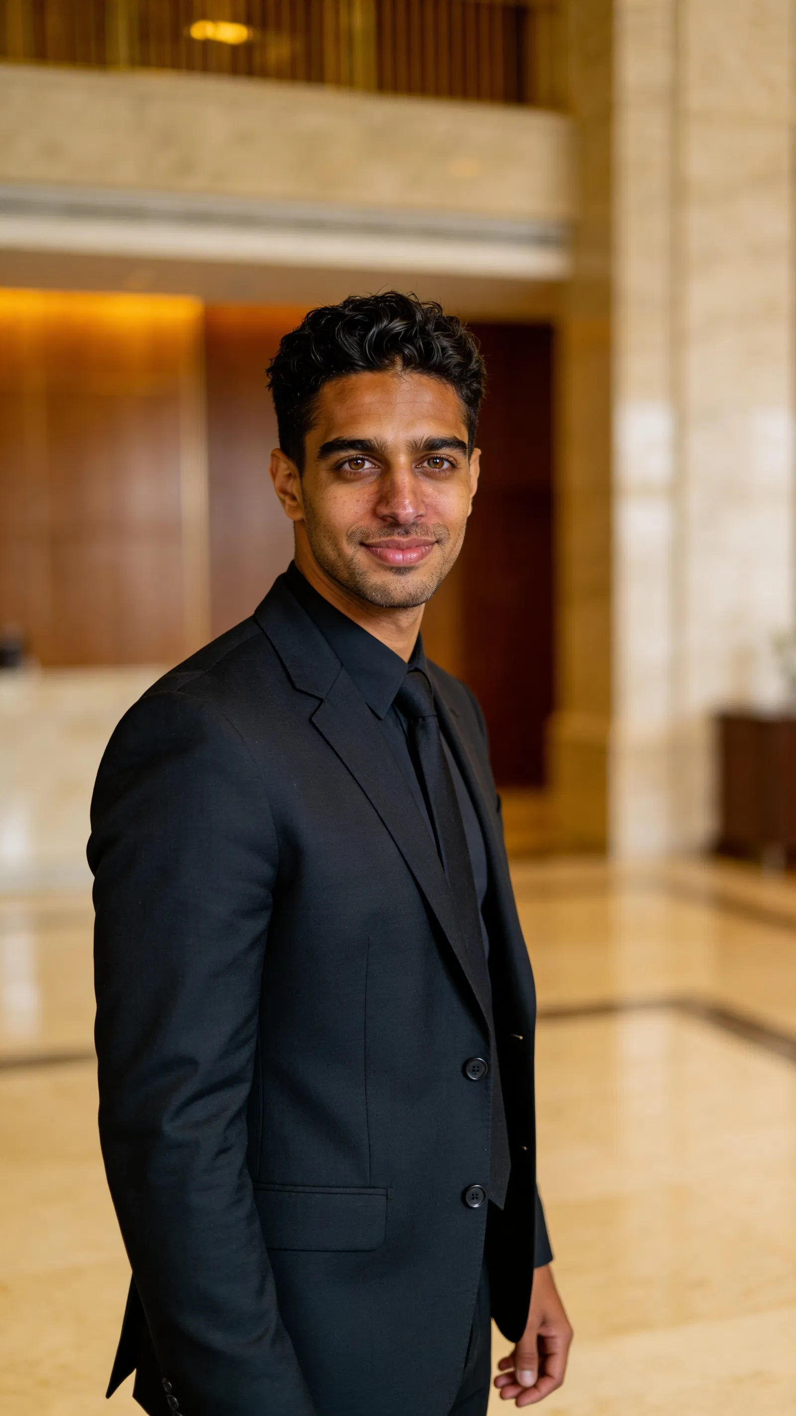 Same character as executive in lobby environmental corporate portrait