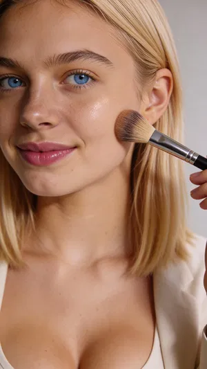 Same character beauty close-up with studio lighting for tutorials