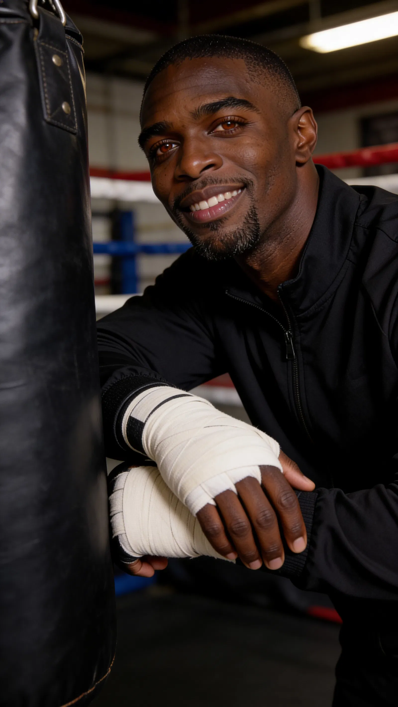 Same character boxing gym portrait for fitness photoshoot ideas