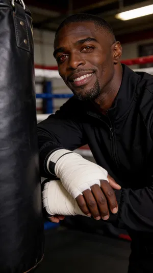 Same character boxing gym portrait for fitness photoshoot ideas