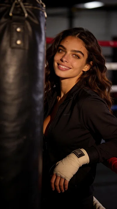 Same character boxing gym portrait for fitness photoshoot ideas