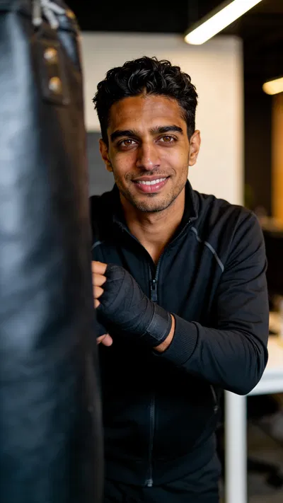 Same character boxing gym portrait for fitness photoshoot ideas