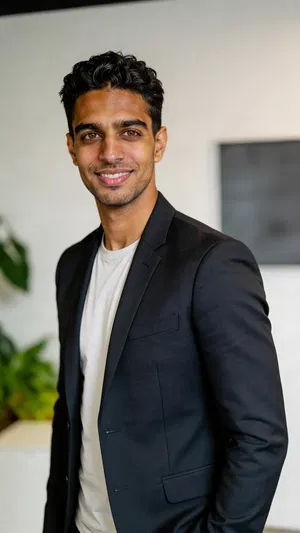 Same character creative studio headshot with plants background