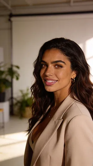 Same character creative studio headshot with plants background