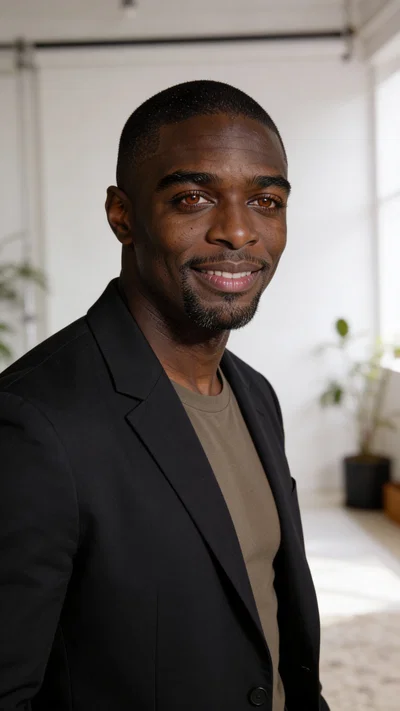 Same character creative studio headshot with plants background