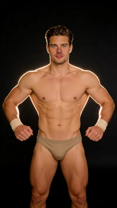 Same character front lat spread on charcoal seamless with rim lighting