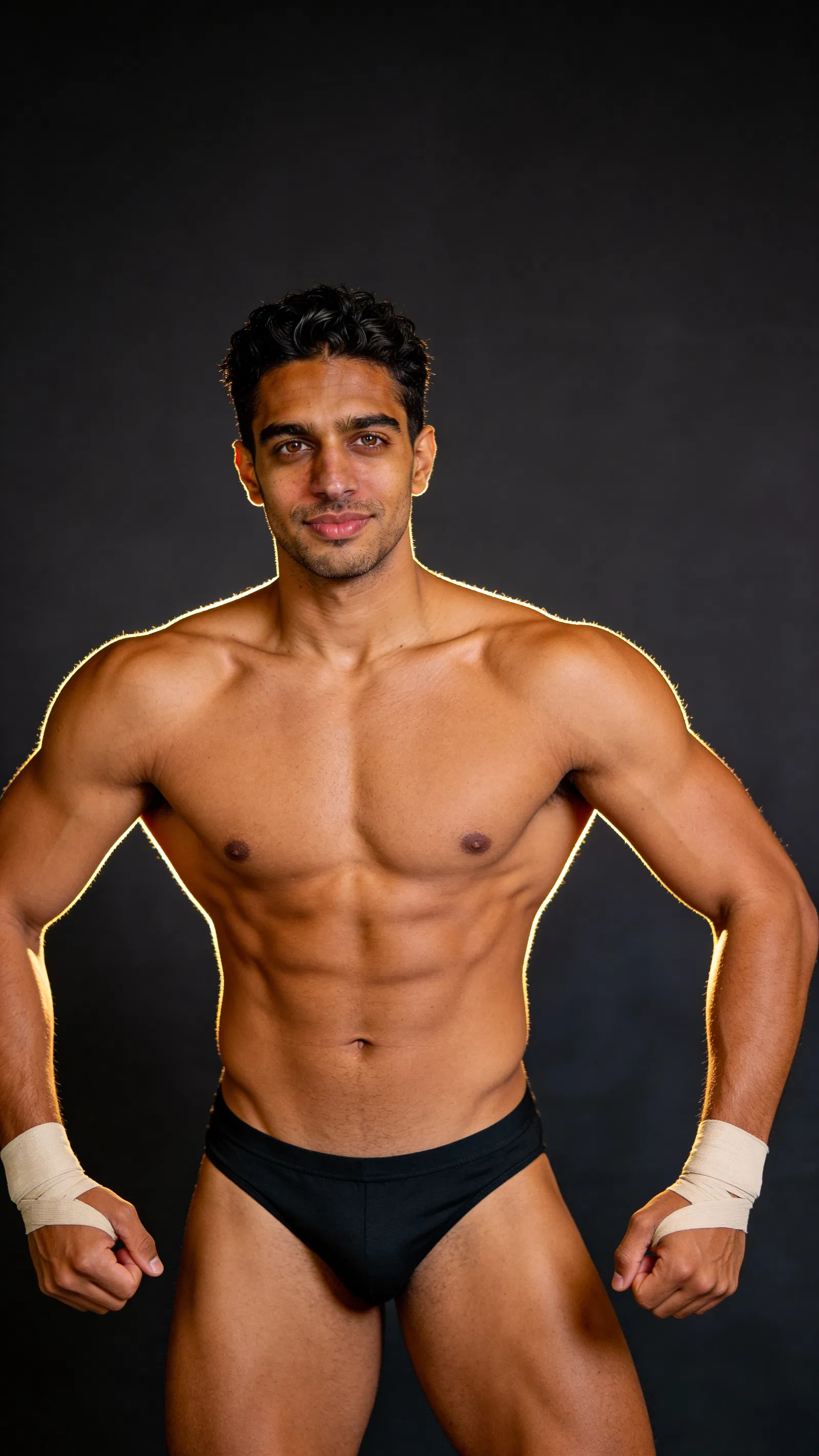 Same character front lat spread on charcoal seamless with rim lighting