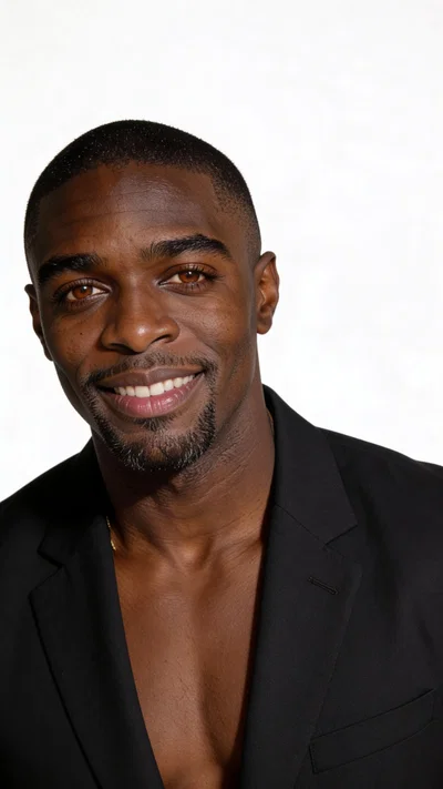 Same character high-key studio headshot on white background for LinkedIn