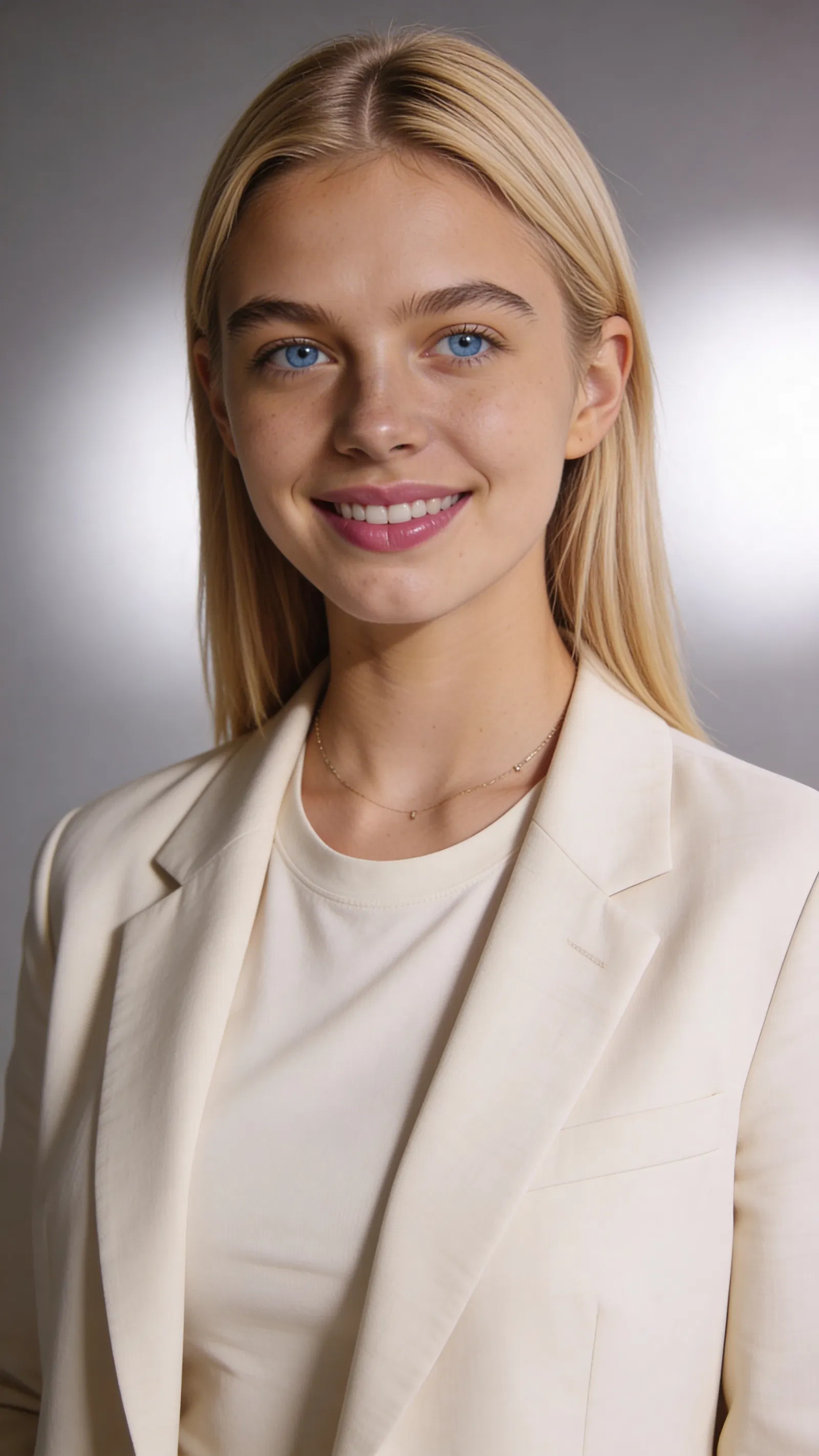 Same character in a clean studio headshot for Instagram profile refresh