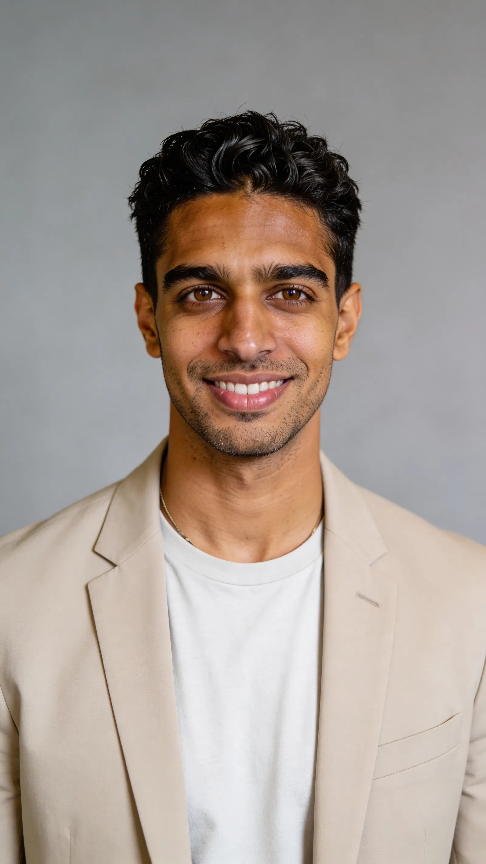 Same character in a clean studio headshot for Instagram profile refresh