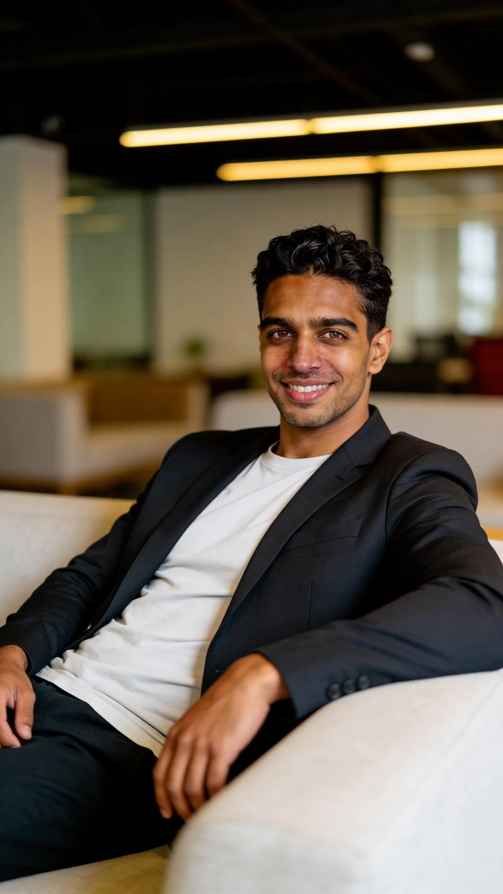 Same character in smart casual coworking portrait for approachable team headshot