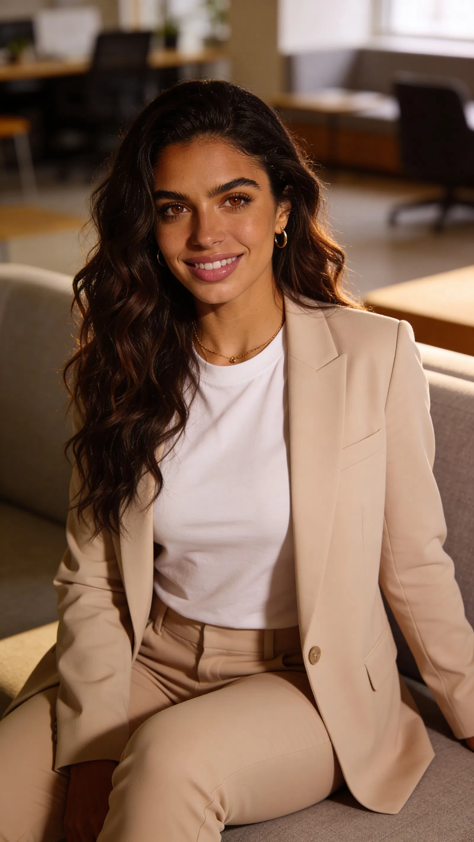 Same character in smart casual coworking portrait for approachable team headshot