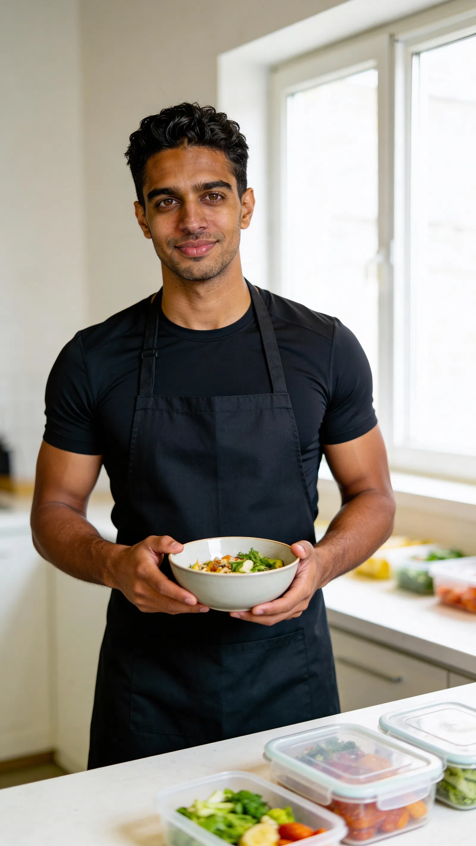 Same character meal-prep lifestyle image for fitness branding