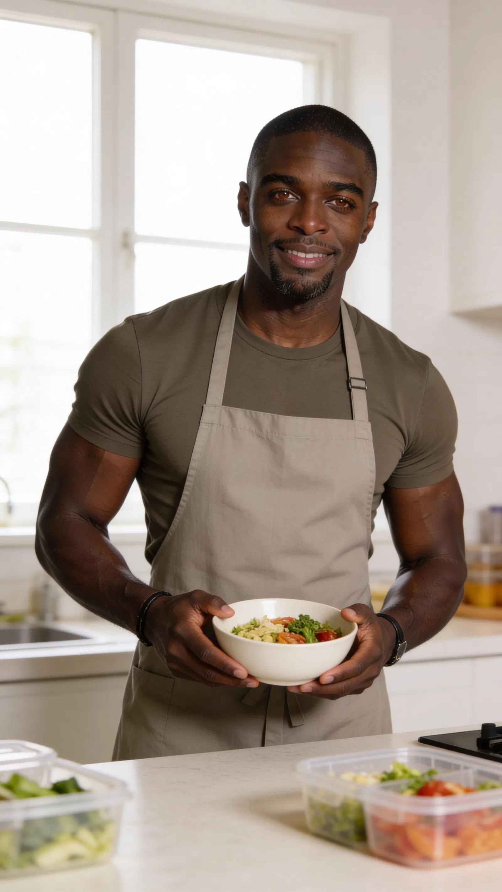 Same character meal-prep lifestyle image for fitness branding