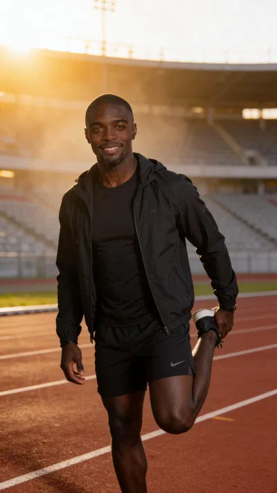 Same character on track for fitness branding photos