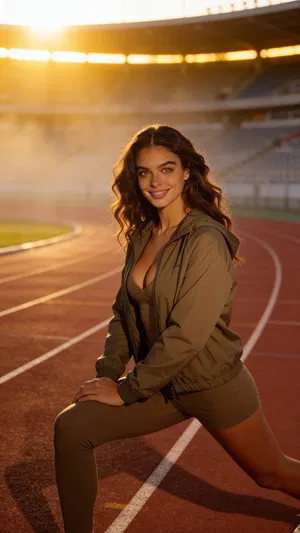 Same character on track for fitness branding photos