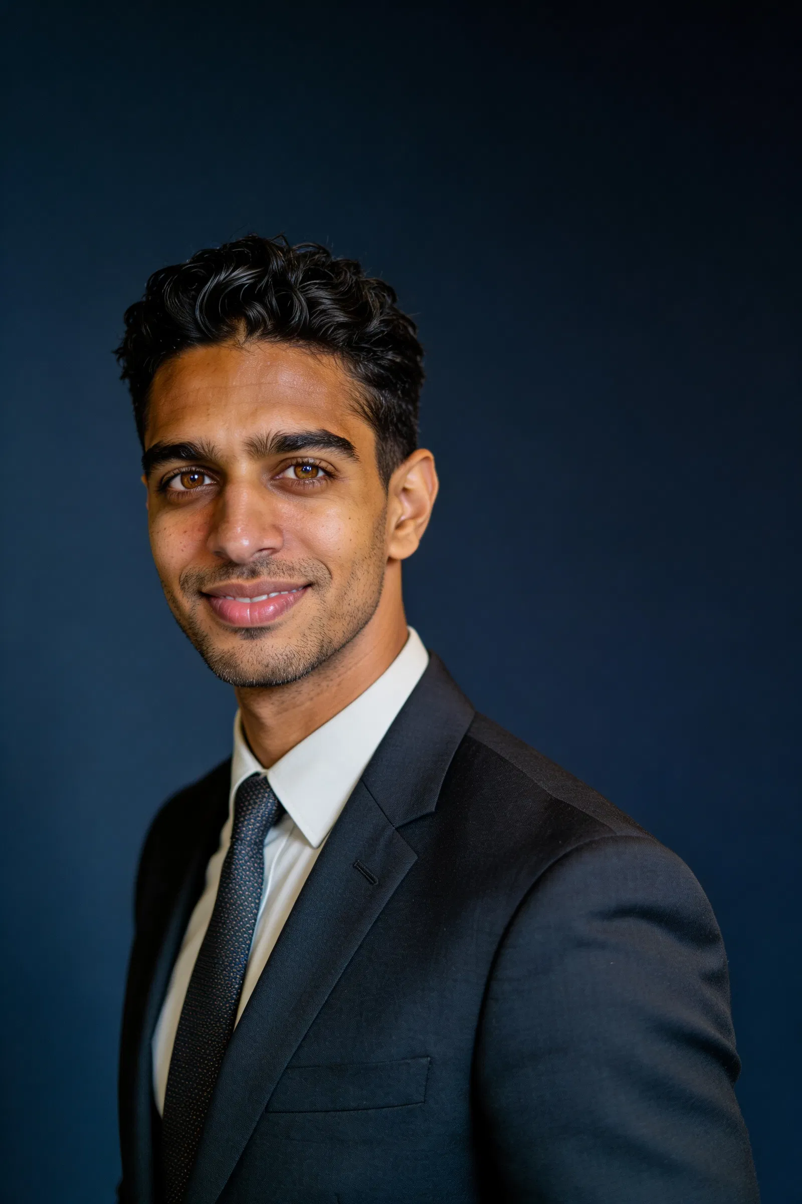 Same person, executive studio headshot