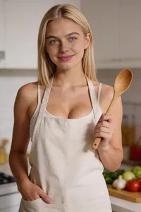 Same person kitchen creator portrait for food content